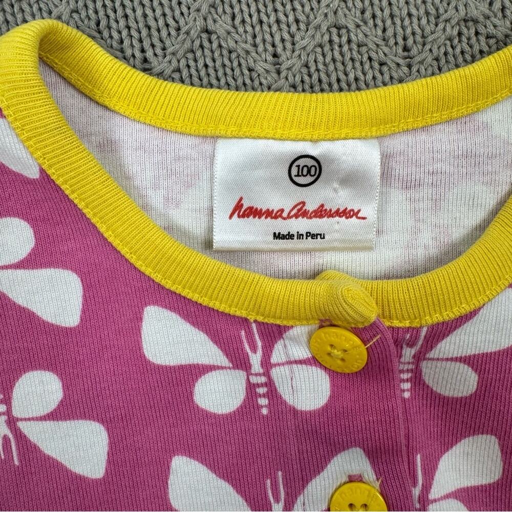 Hanna Andersson Pink Butterfly Day Play Dress with Yellow Accents ~ 100/4 - Picture 4 of 9